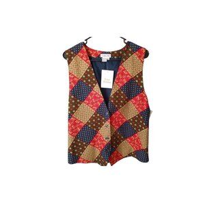 NWT Talbots Vintage Printed Silk Vest. Sz. 16